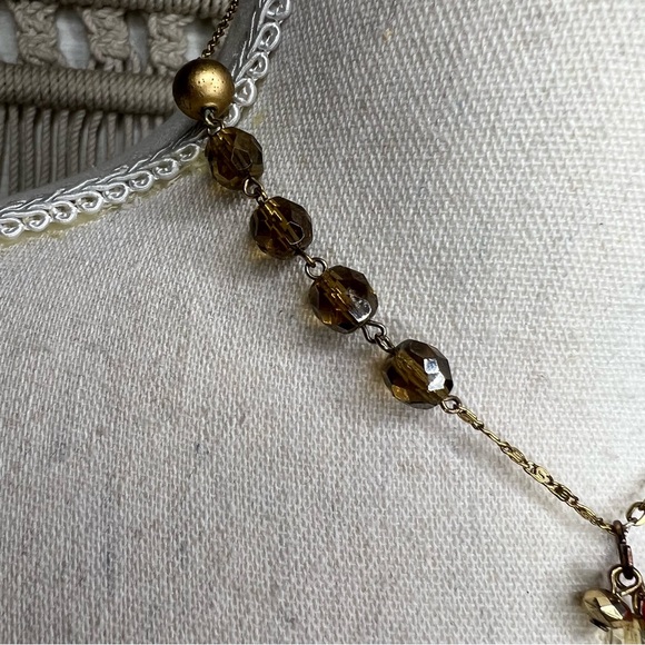 Handmade vintage and new pieces mixed up-cycled necklace with real stone pendant - Picture 8 of 13